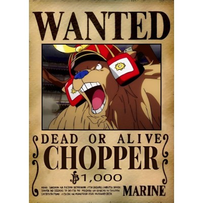 Placa Decorativa OnePiece WANTED Chopper 